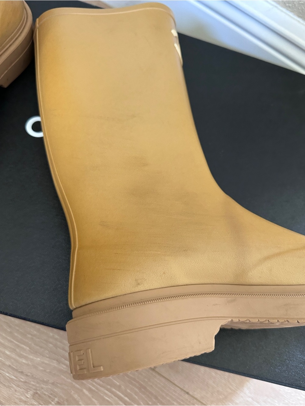 CHANEL Tan Boots with Cream CC Logo - Picture 12 of 16